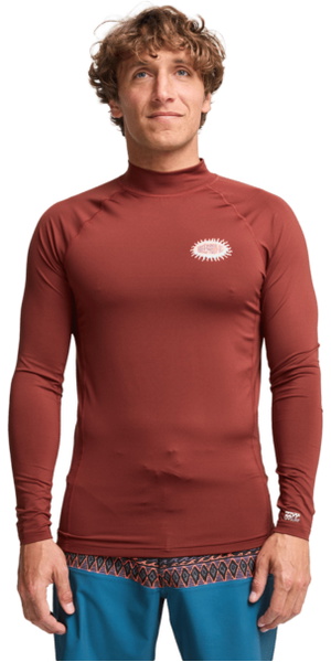2026 Billabong Mens Re Issue Long Sleeve Rash Vest EBYWR03026 - Burnt Red